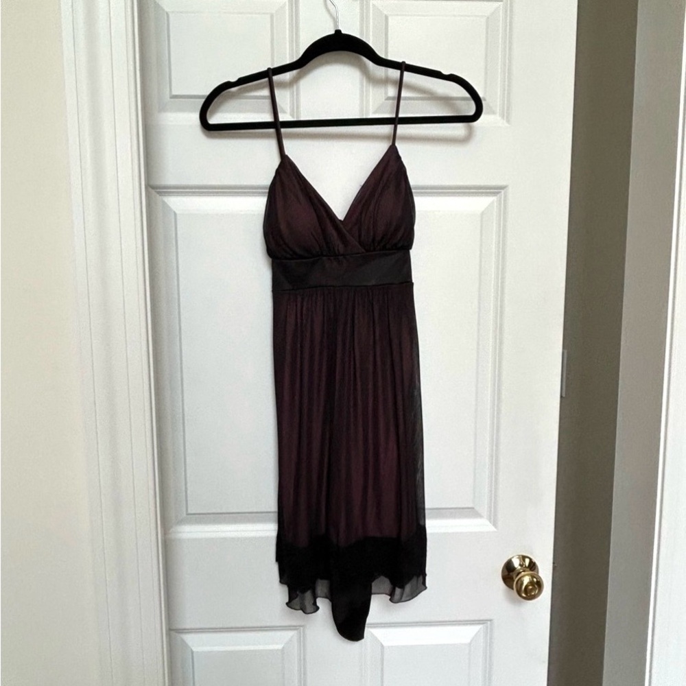 Chiffon Spaghetti-Strap Black Mini Dress